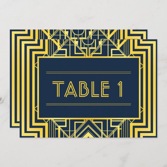 Navy & Gold Geometric Table Numbers (Front/Back)