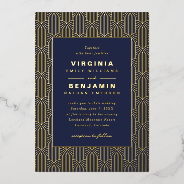 Navy Gold Geometric Wedding (Front)