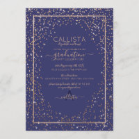 Navy Gold Glitter Confetti Border Graduation