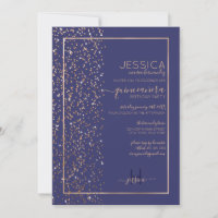 Navy Gold Glitter Confetti Side Quinceañera