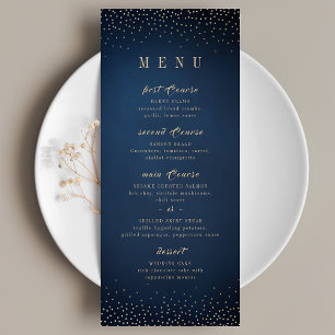 Navy & Gold Glitter Sophisticated monogram wedding Menu