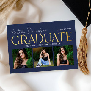 Navy Gold Graduate Photo Collage Grad Party