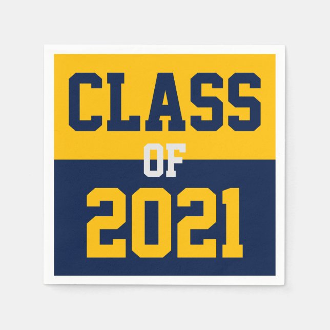 Navy &amp; Gold Graduation Class of 2024 Napkin (Front)