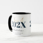 navy gold graduation elegant script modern mug