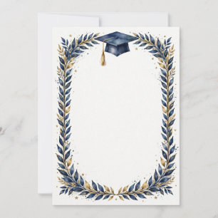 Navy Gold Graduation Invitation Laurel