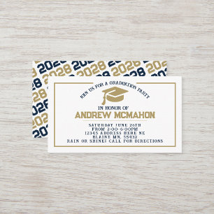 Navy & Gold Graduation Invite Announcement Insert