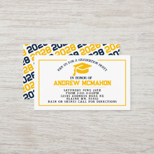 Navy & Gold Graduation Invite Announcement Insert