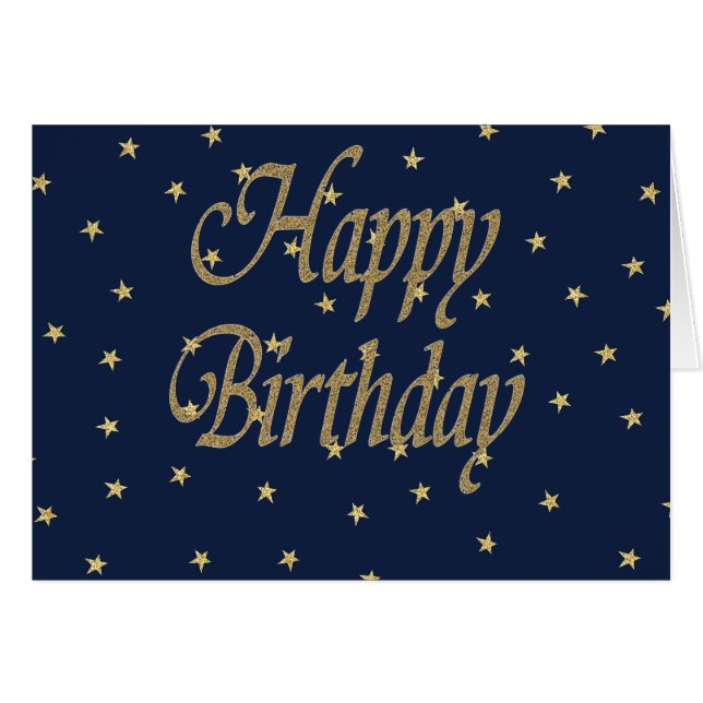 Navy Gold  Happy Birthday (Front Horizontal)