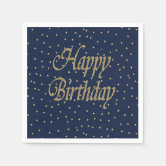 Navy Gold Happy Birthday Napkin