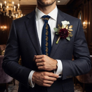 Navy Gold Heritage Paisley Brocade Tie