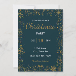 Navy & Gold Holiday Invitation   Modern Glam