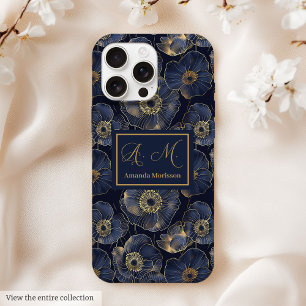 Navy Gold iPhone Case Trendy Quinceañera Monogram