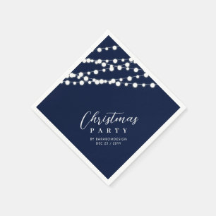 Navy & Gold Lights Merry Christmas Holiday Party Napkin