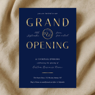 Navy & Gold Logo Business Grand Opening Corporate Invitation