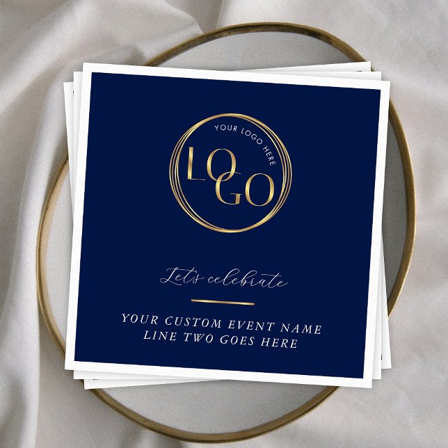 Navy & Gold Logo Corporate Business Event Branded Napkin (Creator Uploaded)