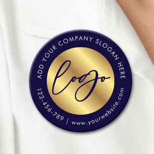 Navy & Gold Logo Corporate Business Promotional 6 Cm Round Badge