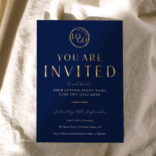Navy & Gold Logo Elegant Business Event Gala Invitation