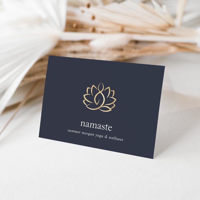 Navy & Gold Lotus Flower Logo Note Cards (Creator Uploaded)