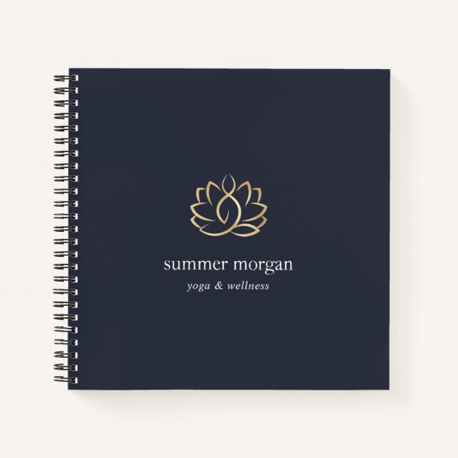 Navy & Gold Lotus Logo Notebook (Front)