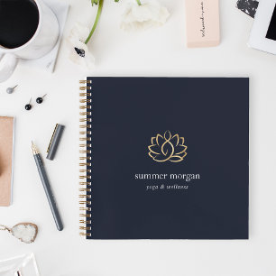 Navy & Gold Lotus Logo Notebook