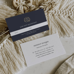 Navy & Gold Lotus Logo   Wellness Massage Spa Appointment Card