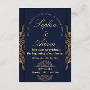 Navy & Gold Mandala Invitation