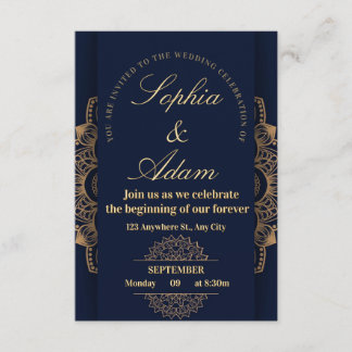 Navy & Gold Mandala Invitation