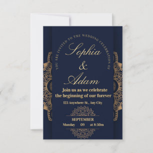 Navy & Gold Mandala Invitation