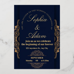 Navy & Gold Mandala Invitation