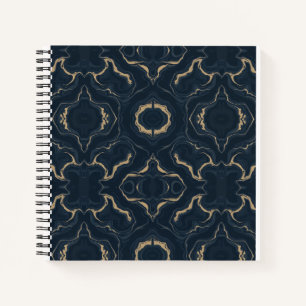 Navy Gold Marble Abstract Luxury Notebook