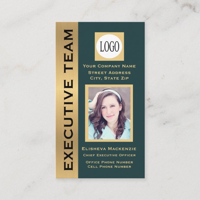 Navy Gold Modern Custom Executive Business Card (Front)