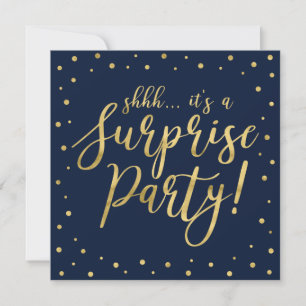 Navy & Gold   Modern Surprise Retirement Party Invitation