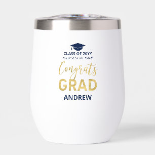 Navy & Gold   Name Congrats Grad Graduation Gift