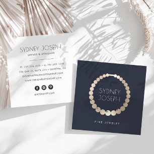 Navy & Gold Necklace Logo   Jewellery Design Square Business Card