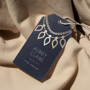 Navy & Gold Necklace Logo   Jewellery Hang Tags