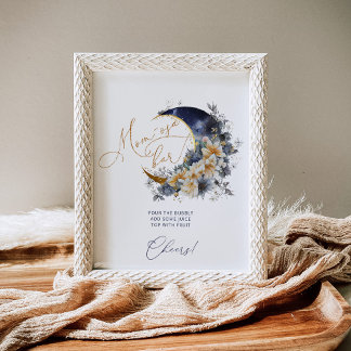 Navy gold over the moon baby shower Mum-osa bar Poster
