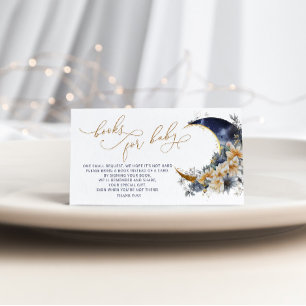 Navy gold over the moon books for baby ticket enclosure card