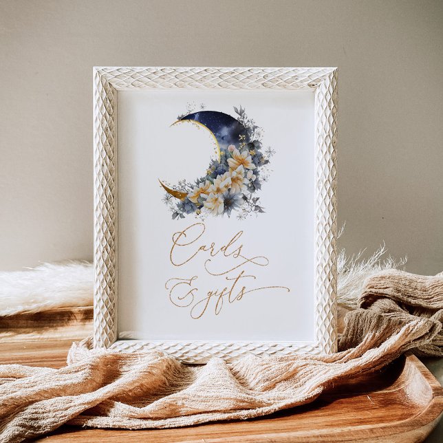 Navy gold Over the moon Cards and gifts Poster (Creator Uploaded)