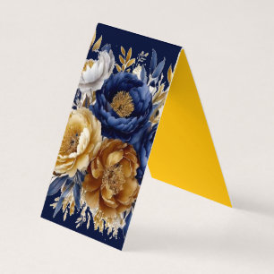 Navy Gold Painted Peony Wedding Table Number