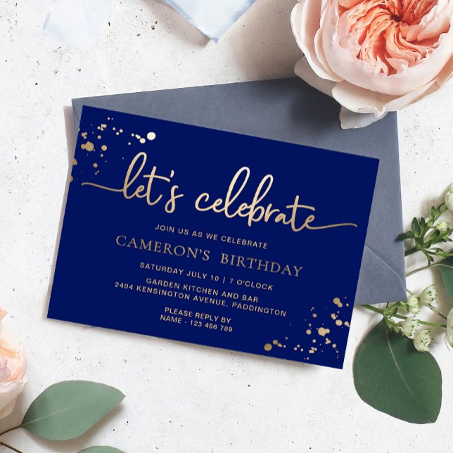 Navy Gold Paintly Let's Celebrate Birthday (Creator Uploaded)