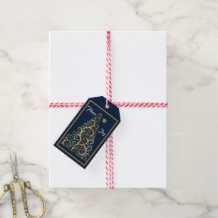 Navy Gold Peace Joy Christmas Holiday Gift Tags