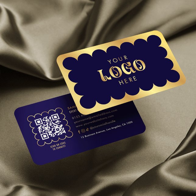 Navy & Gold QR Code Elegant Professional Salon Spa Business Card (Creator Uploaded)