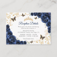 Navy Gold Quinceanera Reception Details