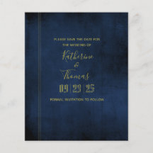 Navy & Gold Regal Save The Date Budget Flyer
