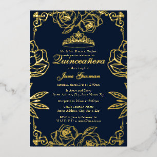 Navy Gold Rose Garden Quinceanera