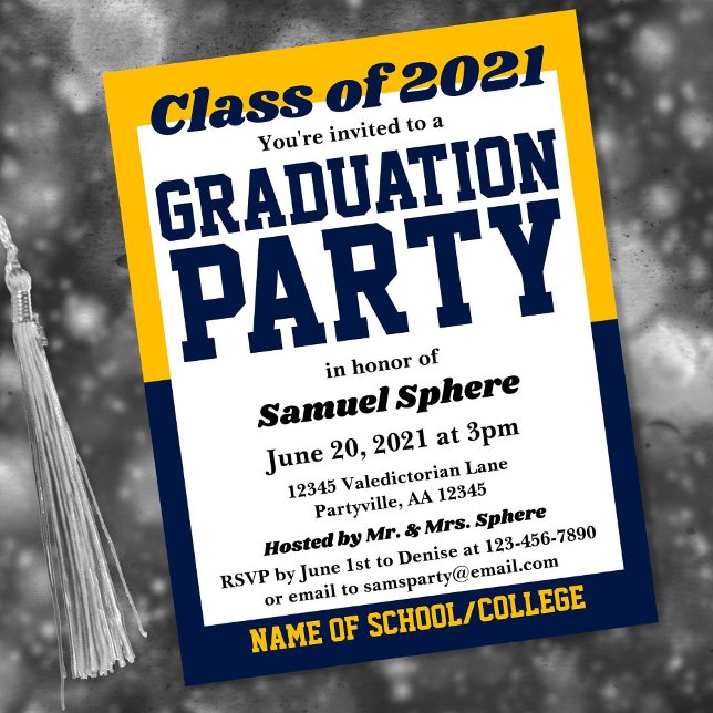 Navy Gold School Colours Graduation Invitation (Creator Uploaded)
