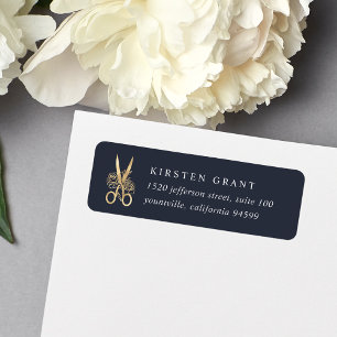 Navy & Gold Scissors Logo Return Address