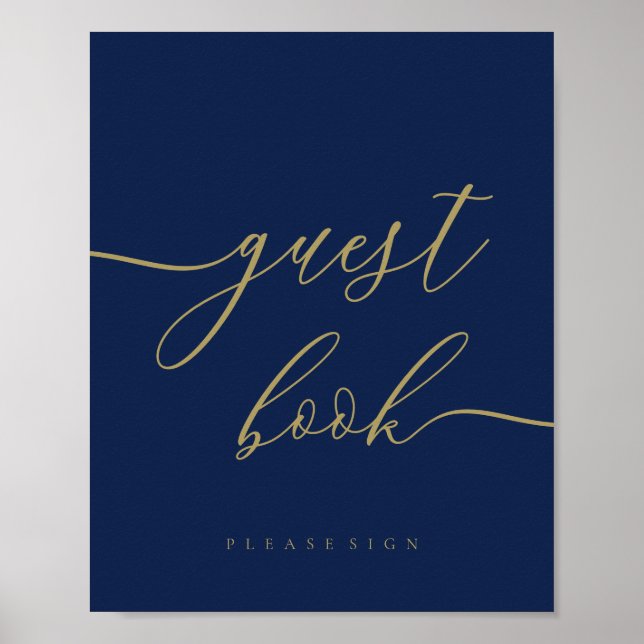 Navy gold Signature Wedding Guest Poster (Front)