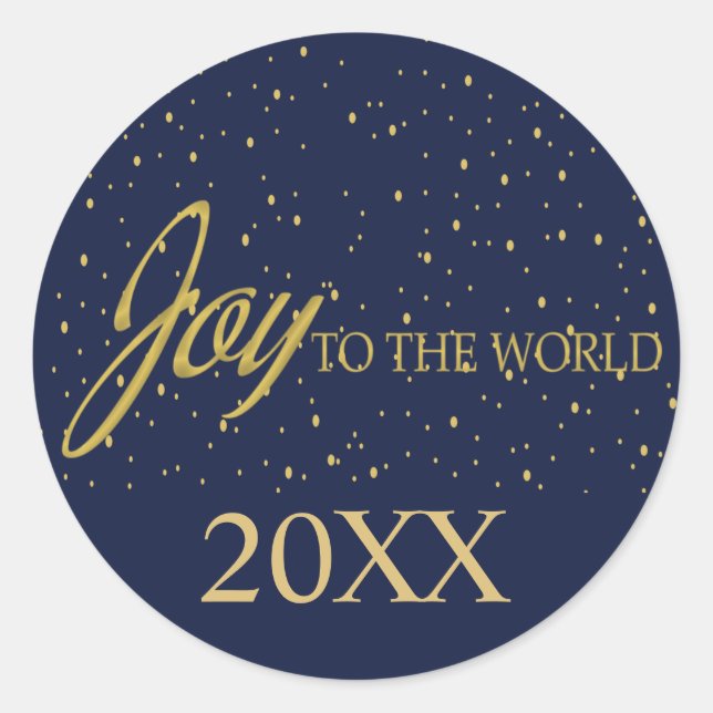 Navy & Gold Snow Joy to the World Sticker (Front)