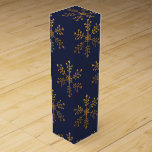 Navy & Gold Snowflake Wine Box<br><div class="desc">Elegant gift box features gold snowflakes on navy blue background</div>